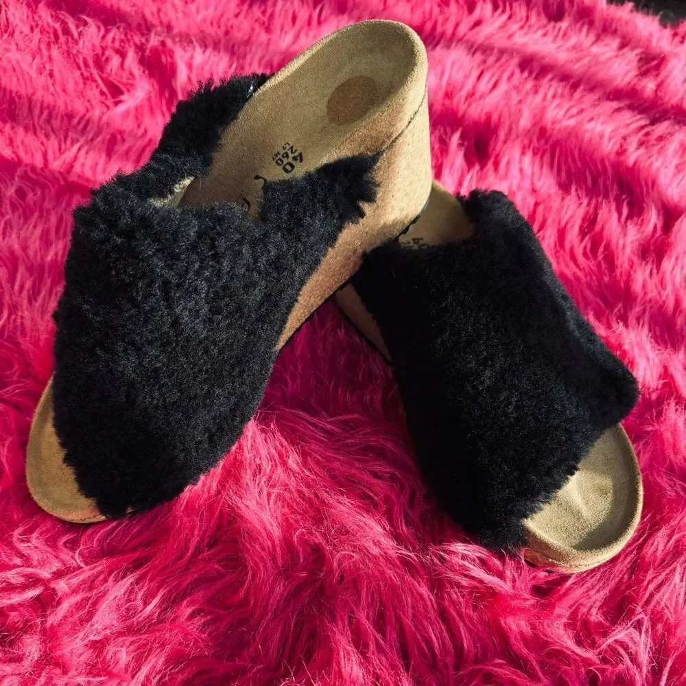 BIRKENSTOCK Papillio Women's Namica Teddy Shearling Black Sz 9 - Picture 5 of 9